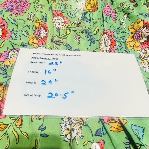 FIGUEROA & Flower Floral bohemian pleated blouse size XL. Green with pink white - Picture 9 of 11